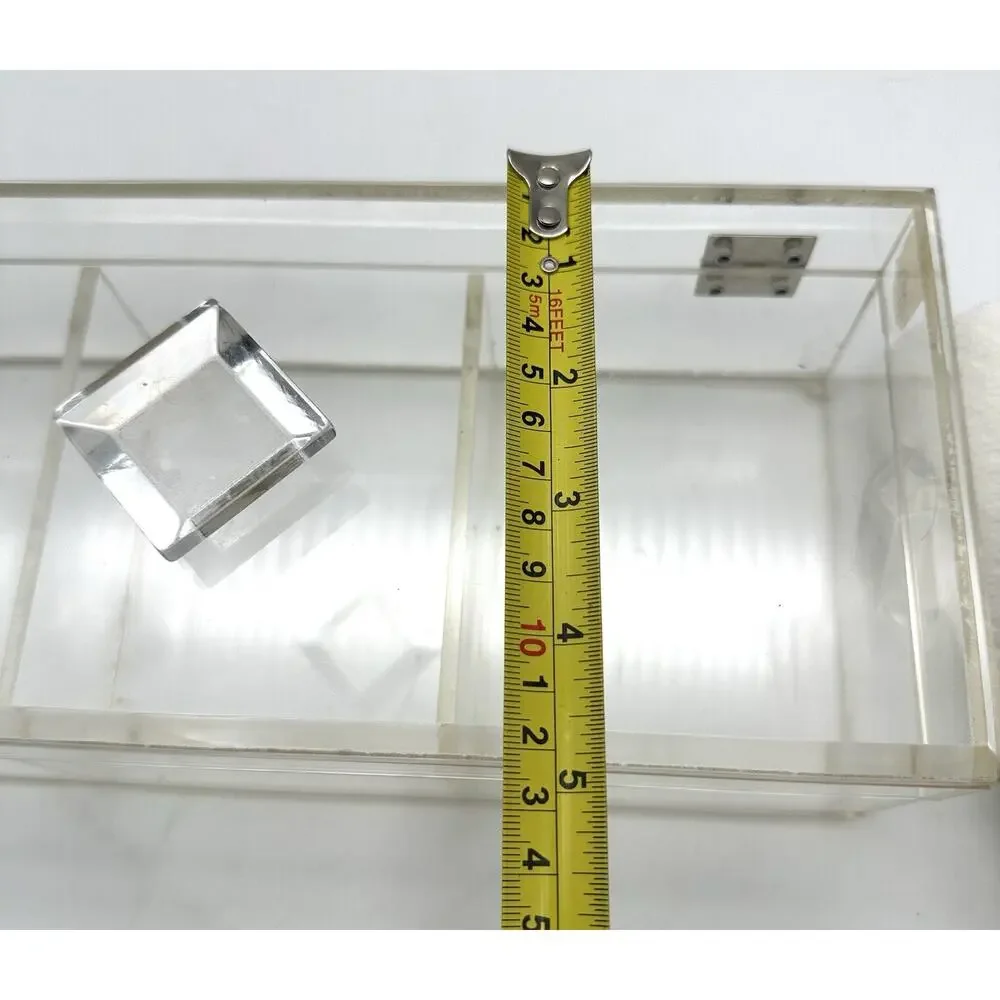 Vintage Lucite Acrylic Jewelry Box Divided Jewelry Organizer Heavy MCM